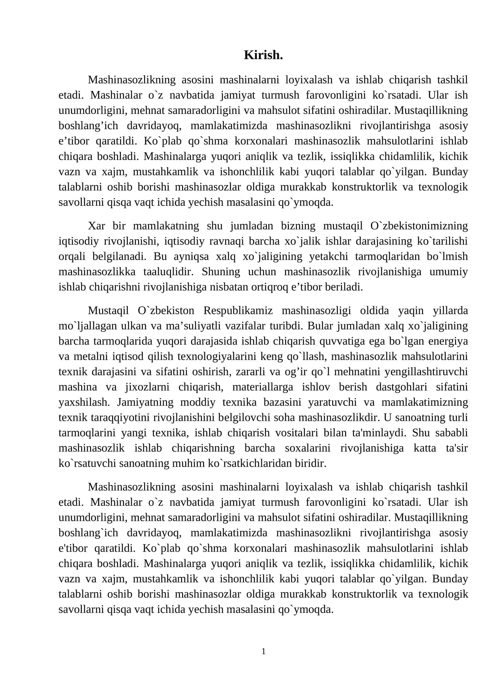 TOKARLIK STANOGINING TEXNIK TAVSIFLARINI ANIQLASH HAMDA KINEMATIK SXEMAsi