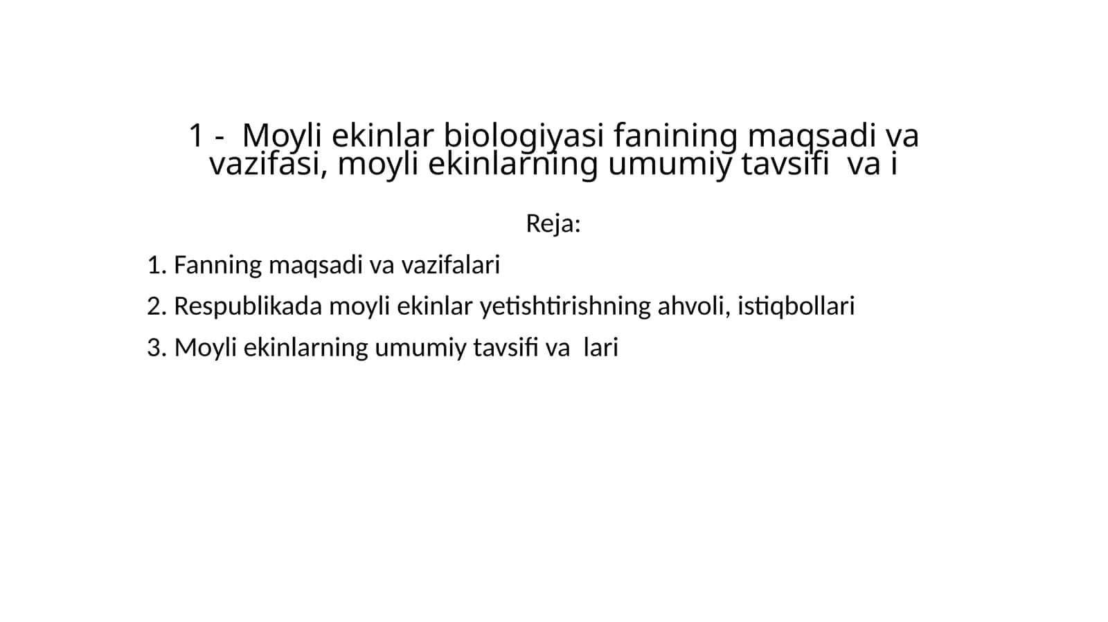 Moyli ekinlar biologiyasi