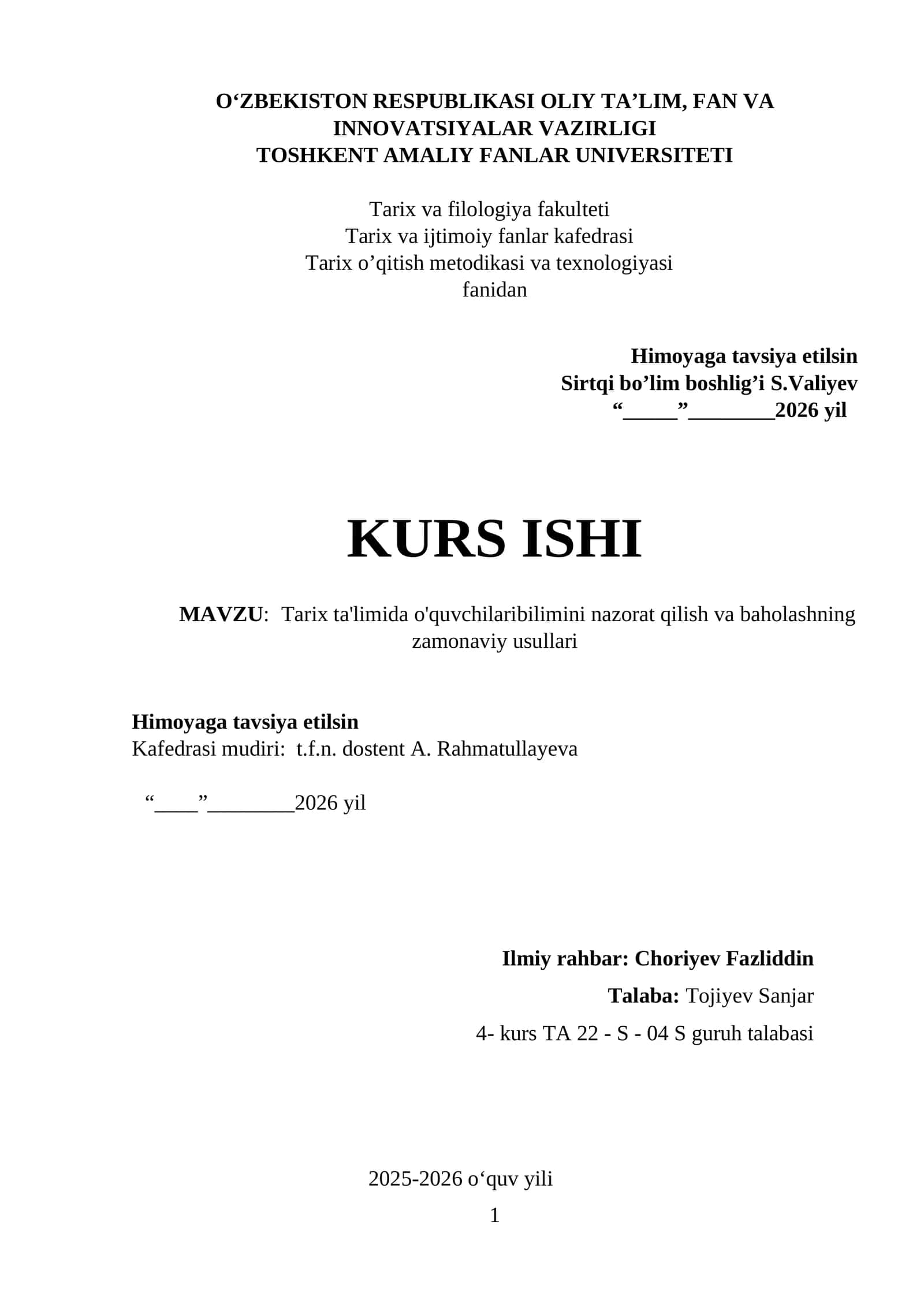 Tarix ta'limida o'quvchilaribilimini nazorat qilish va baholashning zamonaviy usullari