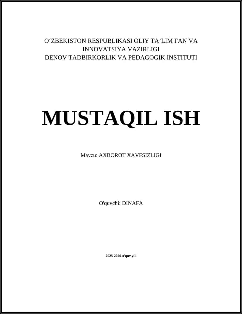 AXBOROT XAVFSIZLIGI