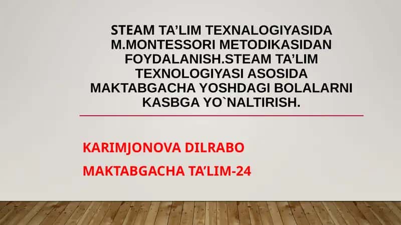M.Montessori Metodikasi