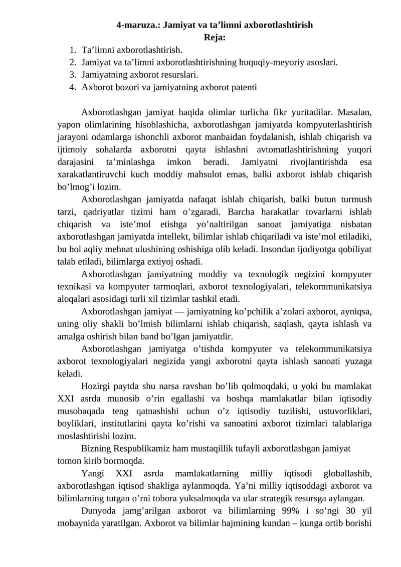 Axborotlashgan jamiyat