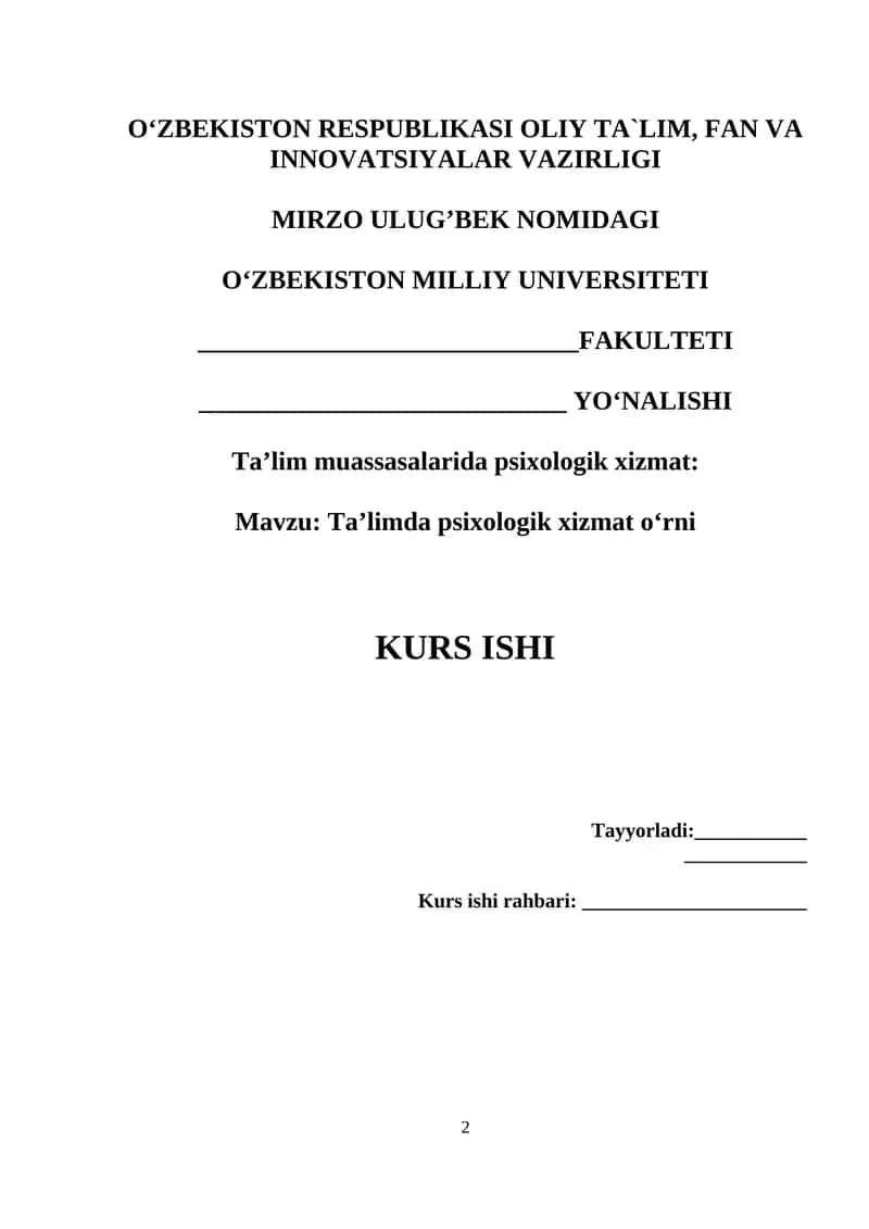Psixologik xizmat ta'limda