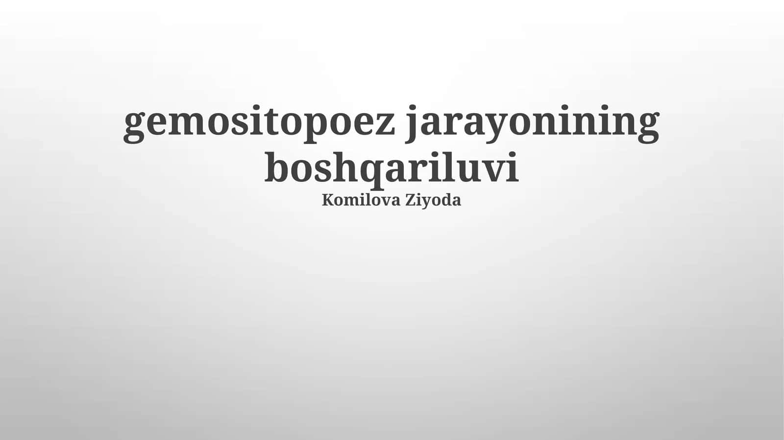 Hemopoezning genetik va epigenetik regulyatsiyasi
