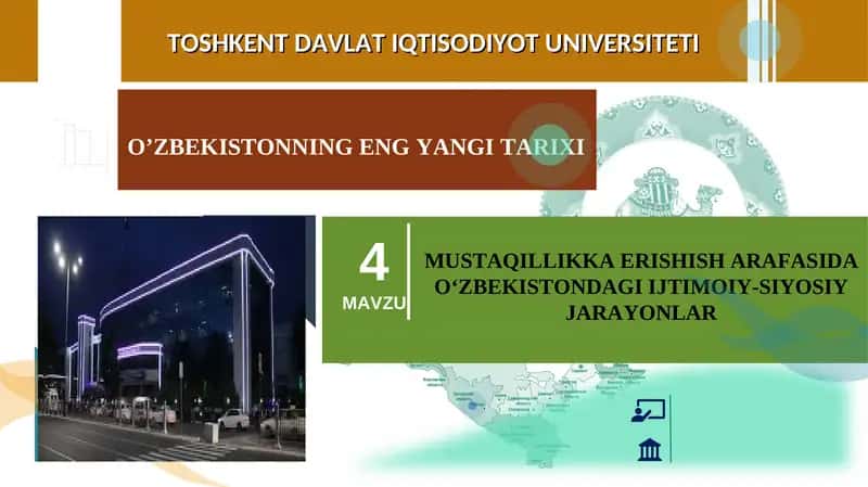 Mustaqillikka erishish arafasida Oʻzbekistondagi ijtimoiy siyosiy jarayonlari
