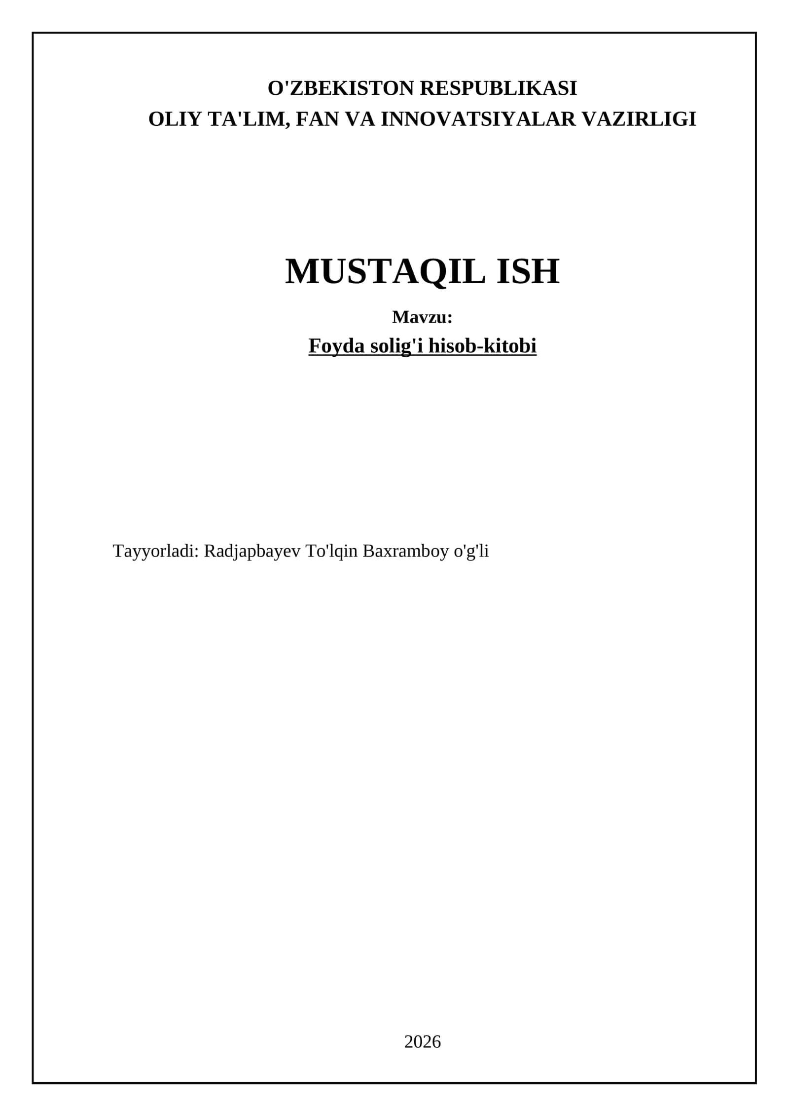 Foyda solig'i hisob-kitobi