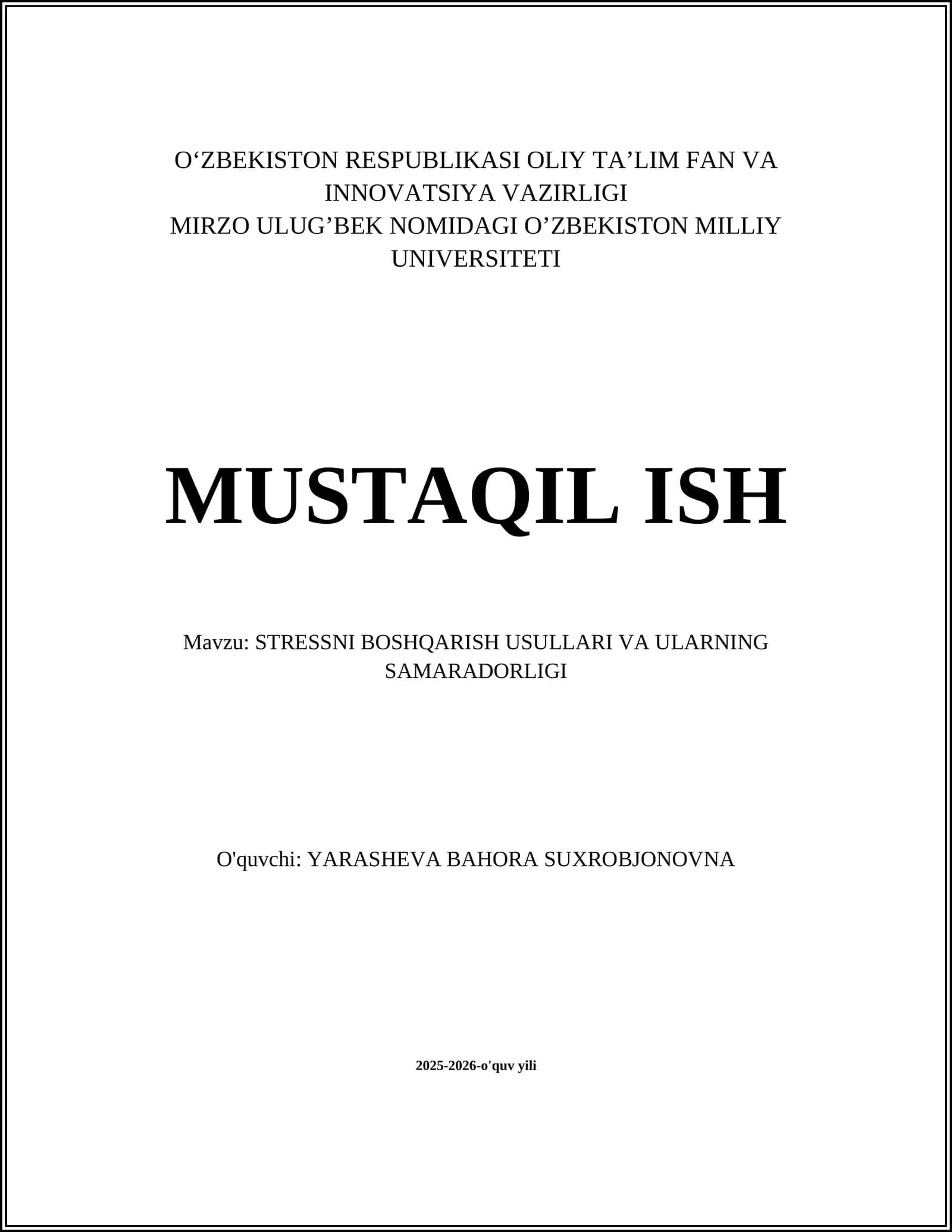Nafas olish mashqlari va ularning stressni kamaytirish samaradorligi
