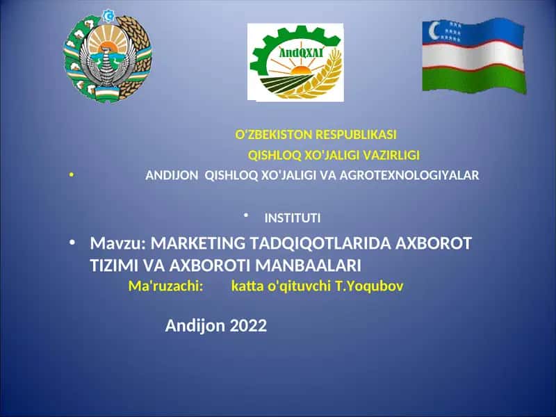 MARKETING TADQIQOTLARIDA AXBOROT TIZIMI VA AXBOROTI MANBAALARI