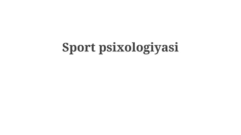 Sport psixologiyasi