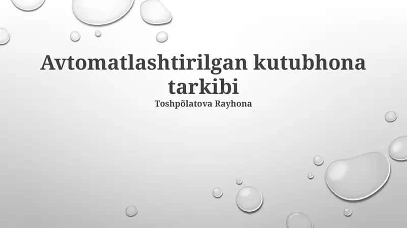 Avtomatlashtirilgan kutubhona tarkibi