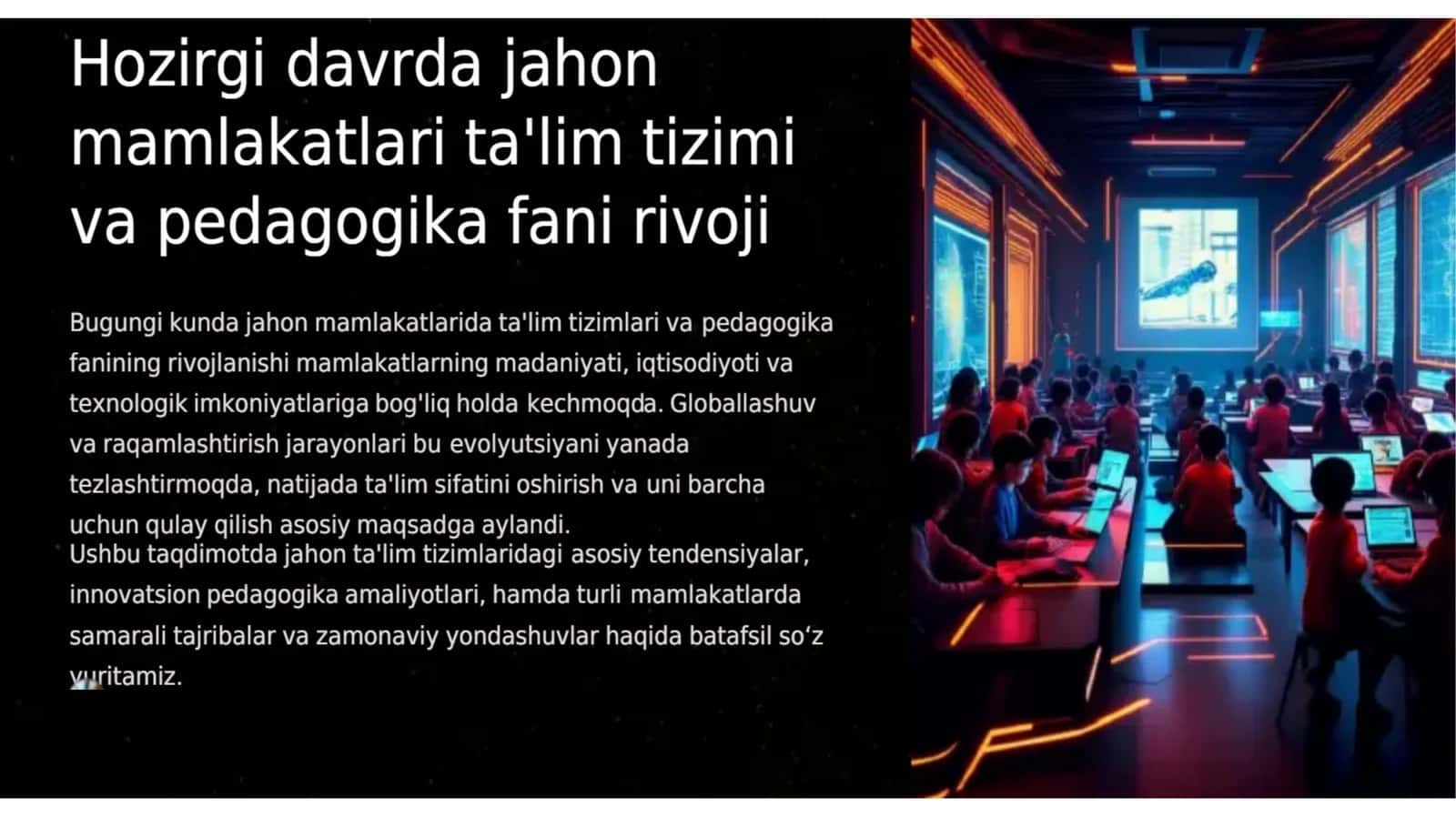 A13 Boshlangʻich ta'limda tarbiya jarayoning zamonaviy A14 Hozirgi davrda jahon mamlakatlari boshlang‘ich ta’lim tizimi va pedagogika fani rivoji. A15 Boʻlajak boshlang'ich sinf o'qituvchilarining xalqaro ta'lim dasturlari bo'yicha ko'nikmasini tarkib toptirish A16 Boshlang'ich sinf oʻquvchilarinig rivojlanishini ta'minlash metodikasi Boshlang'ich sinf oʻquvchilarini jismoniy riv Hozirgi davrda jahon mamlakatlari ta’lim tizimi va pedagogika fani rivoji.