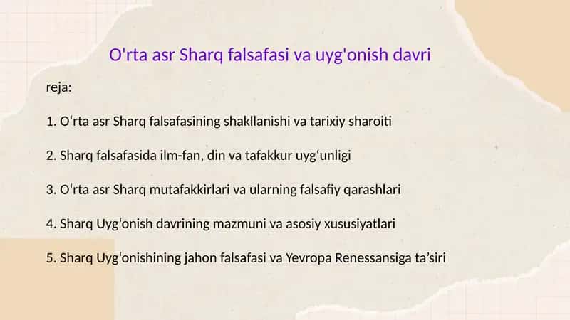 O'rta asr Sharq falsafasi va uyg'onish davri