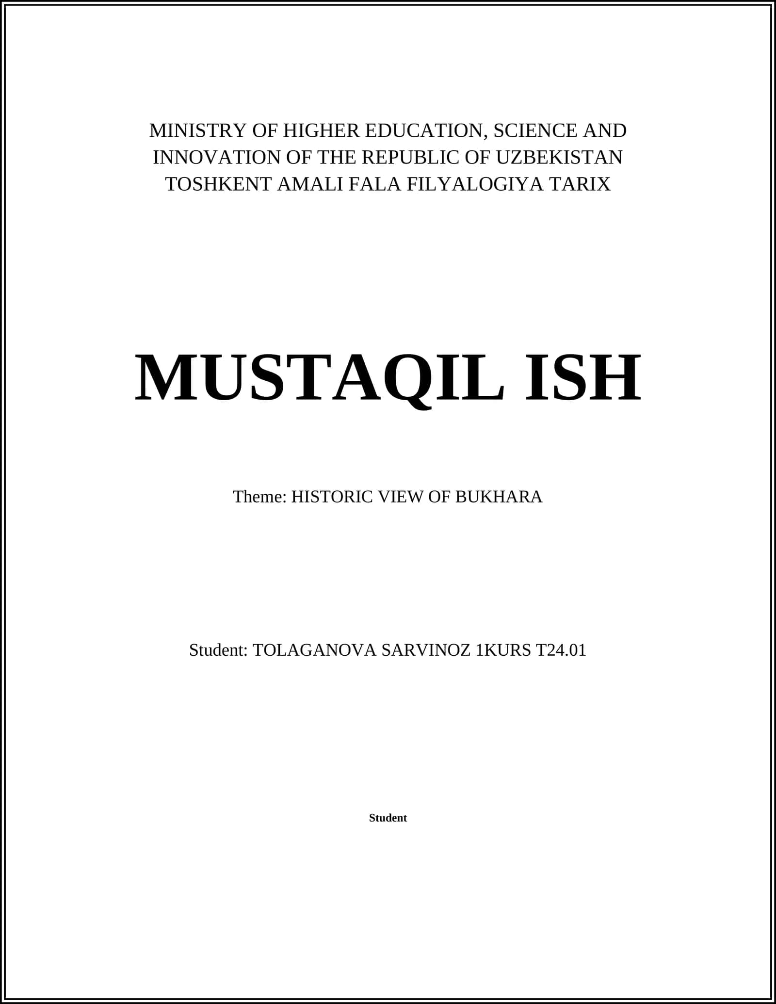 TOSHKENT AMALI FALA FILYALOGIYA TARIX