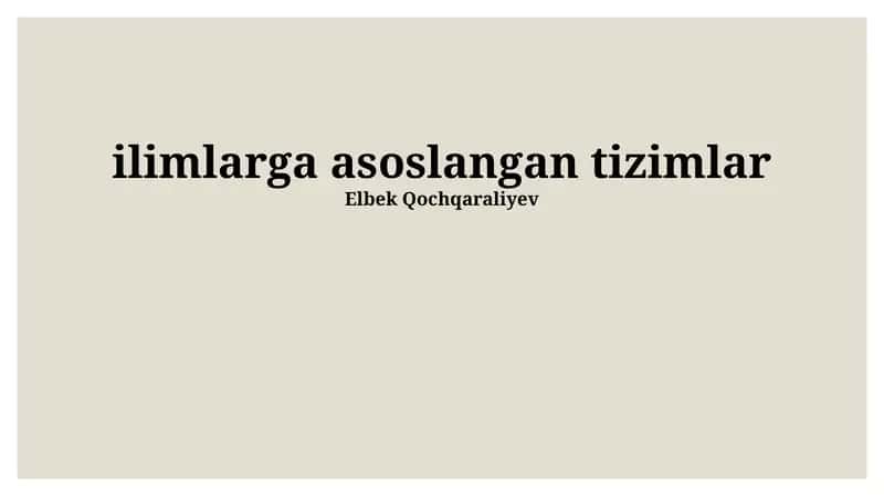 Bilimlarga asoslangan tizimlar