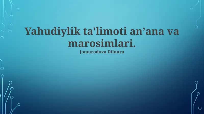 Yahudiylik ta'limoti anʼana va marosimlari
