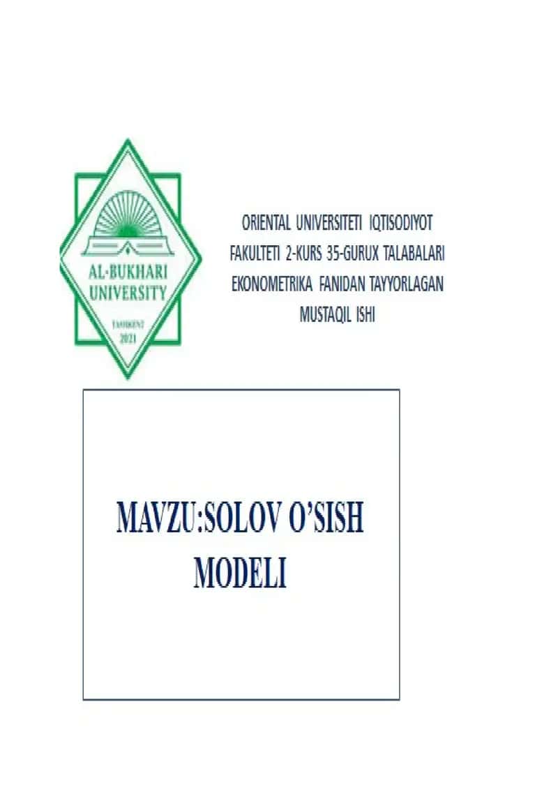 Modellarning iqtisodiy o'sishi