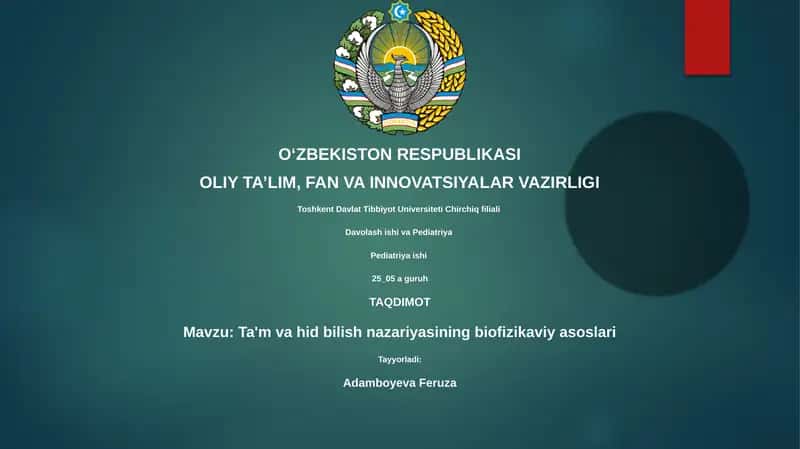 Ta'm va hid bilish nazariyasining biofizikaviy asoslari