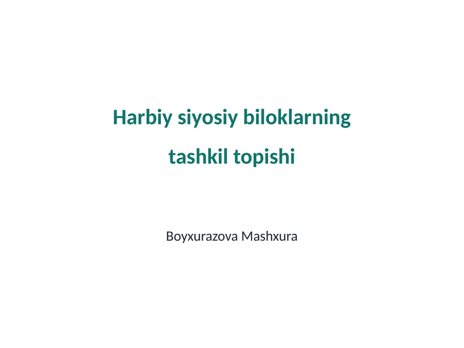 Harbiy siyosiy biloklarning tashkil topishi