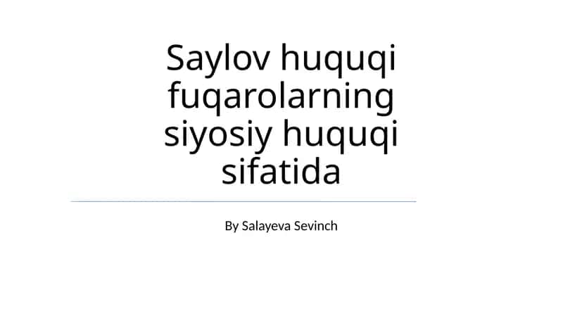 Ovoz Berish Huquqini Amalga Oshirish va Himoya Qilish