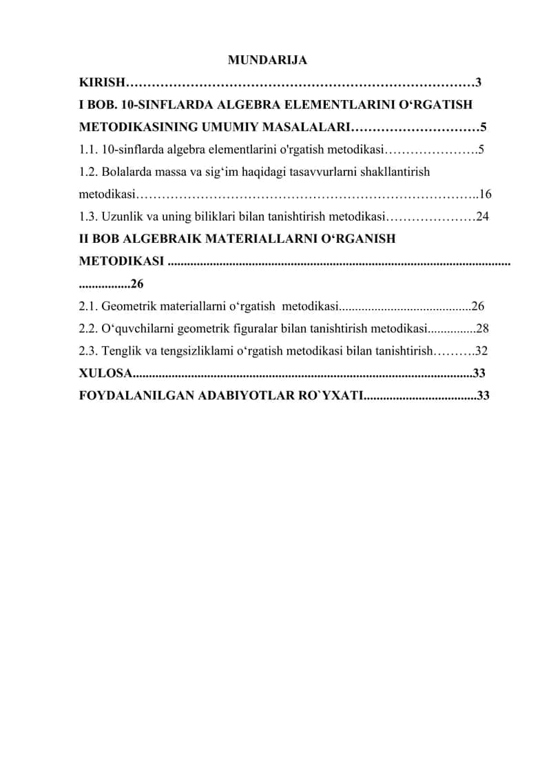 10-Sinflarda Algebra Elementlarini Oʻrgatish Metodikasi
