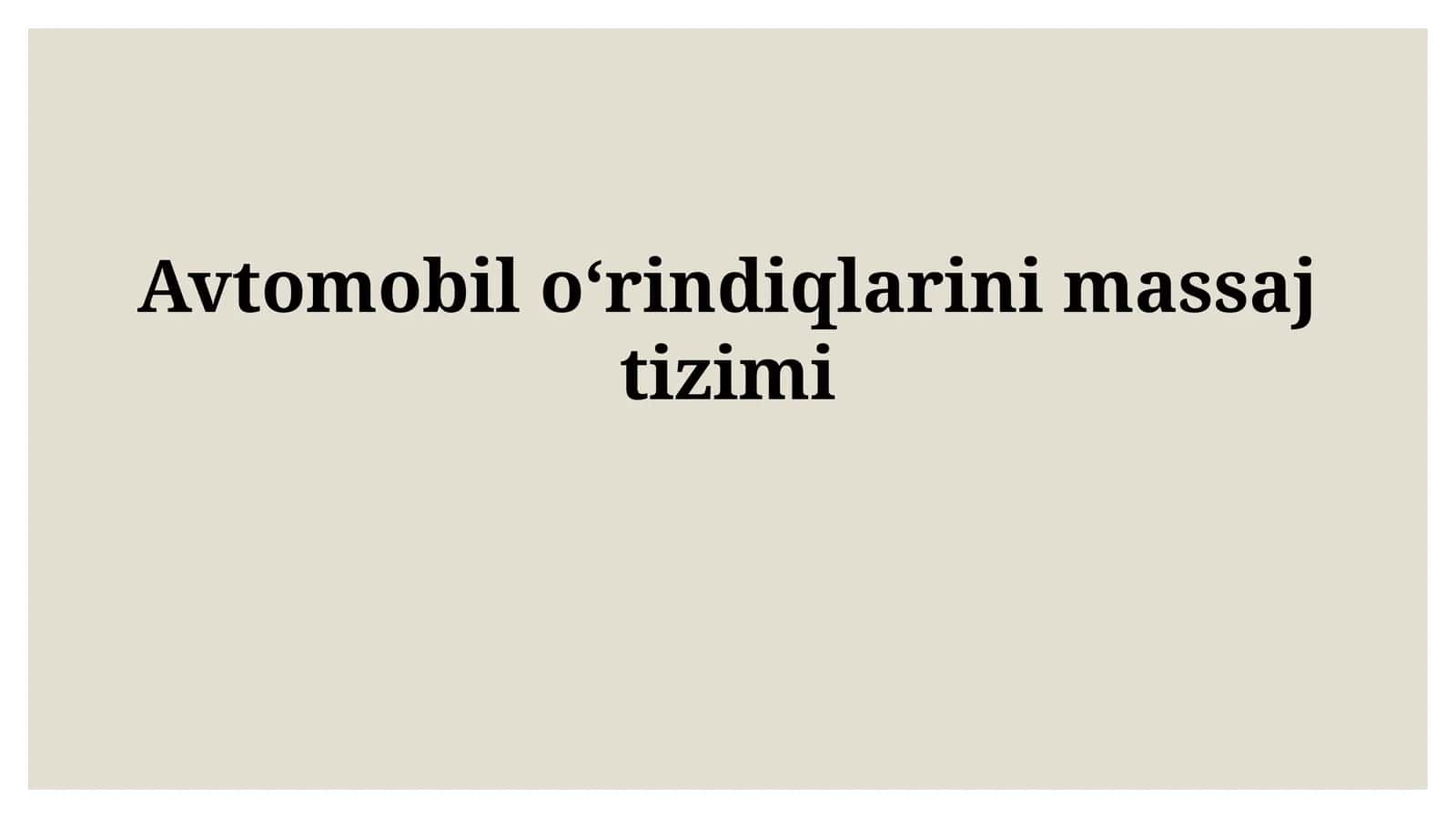 Avtomobil O'rindig'i Massaj Tizimi
