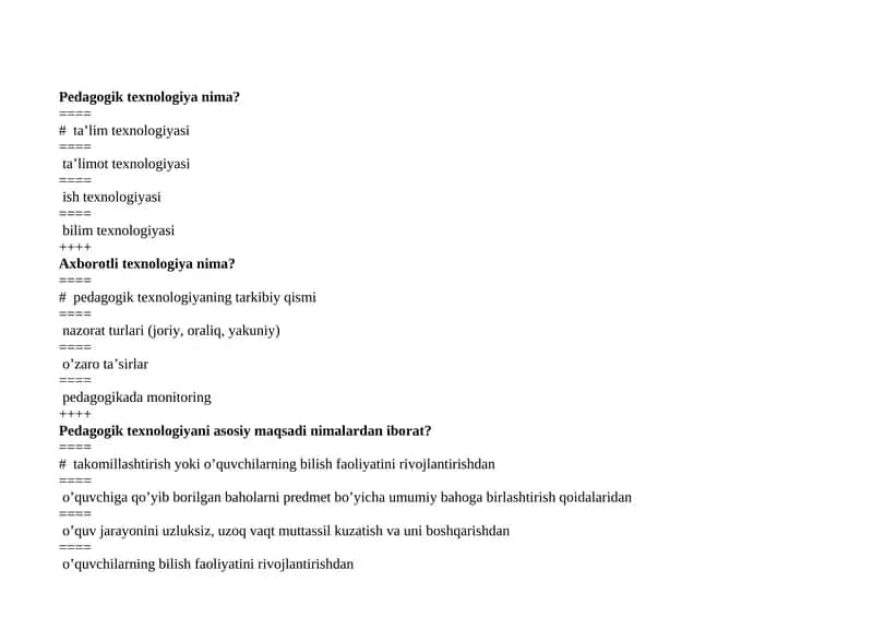 Pedagogik texnologiya nima?