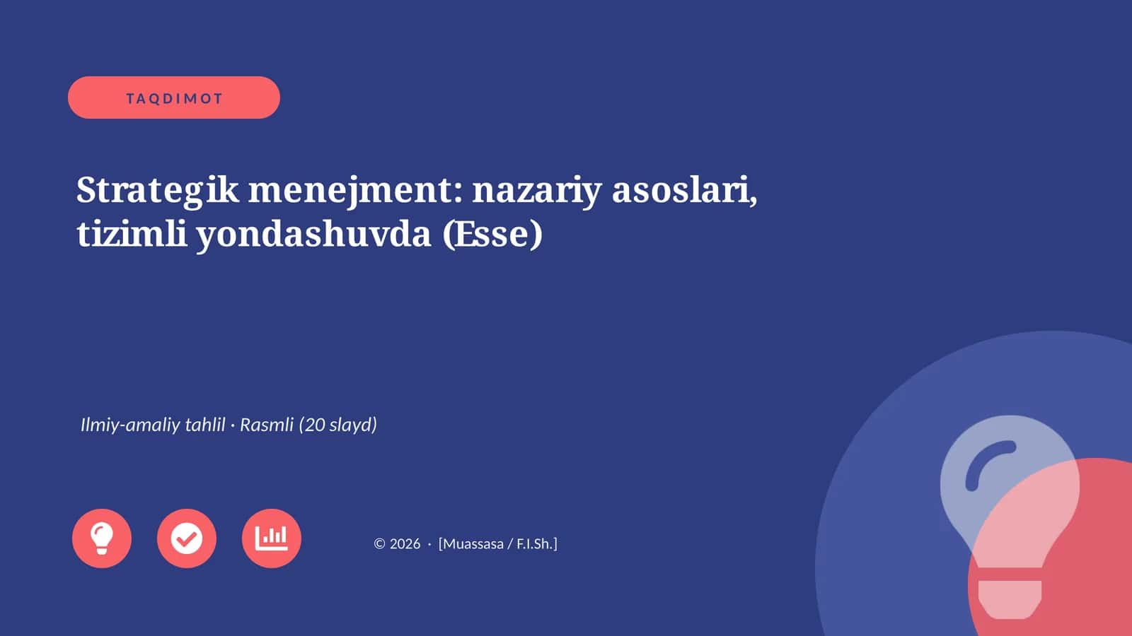 Strategik menejment: nazariy asoslari, tizimli yondashuvda (Esse)