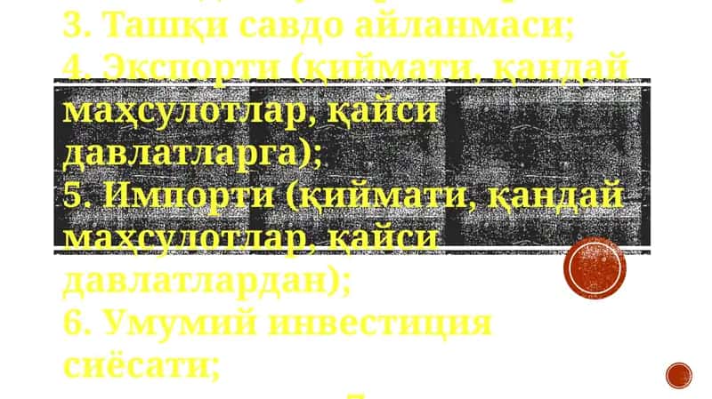 Xorijiy mamlakatning hozirgi umumiy iqtisodiy ahvoli
