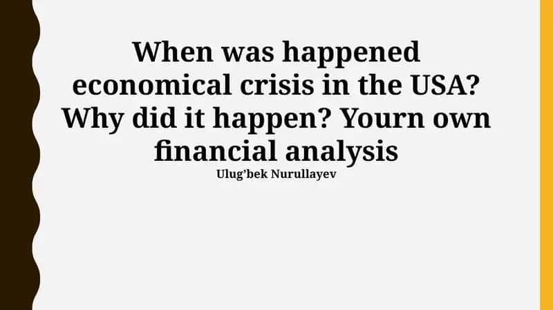 US Economic Crises: History and Causes