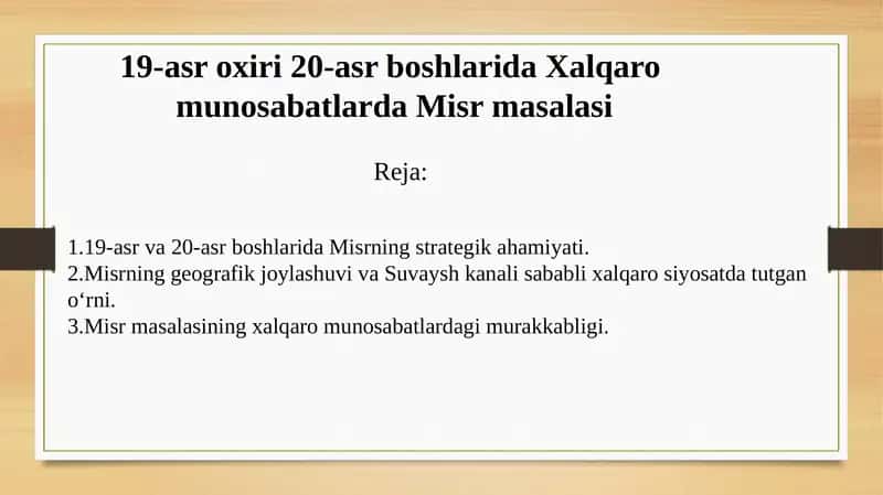 Misrning qishloq xo‘jaligi va iqtisodiy resurslari