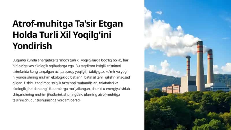 Atrof-muhitga Ta'sir Etgan Holda Turli Xil Yoqilg'ini Yondirish