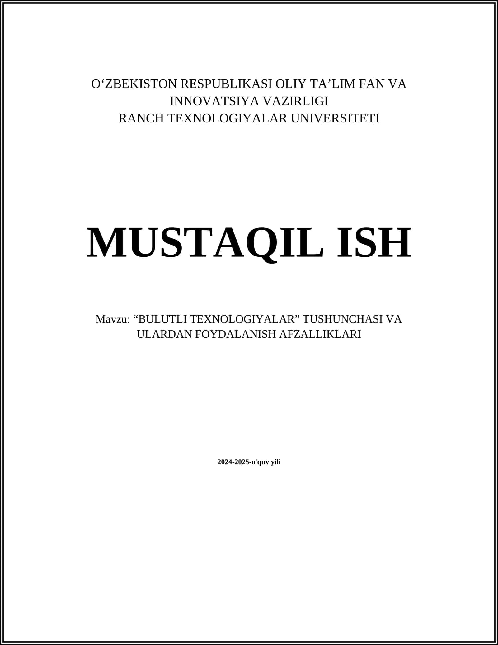 BULUTLI TEXNOLOGIYALAR