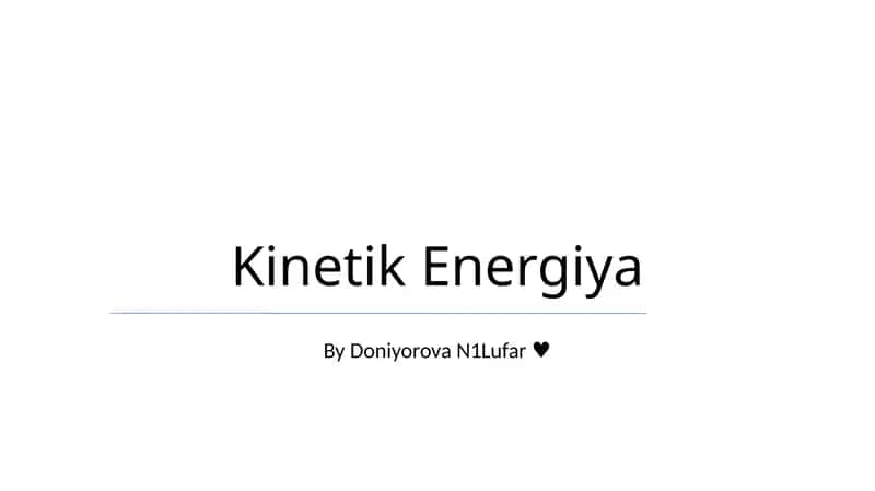 Kinetik Energiya