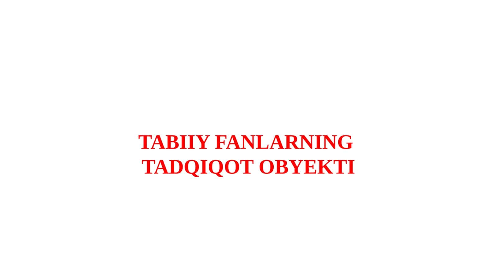 Tadqiqot Obyekti