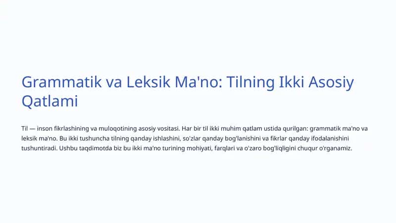 Grammatik va Leksik Ma'no
