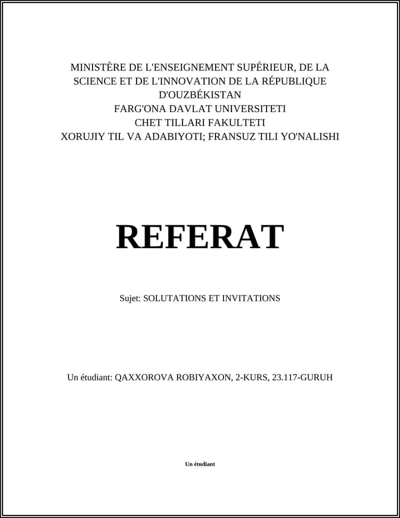 Solutations et invitations