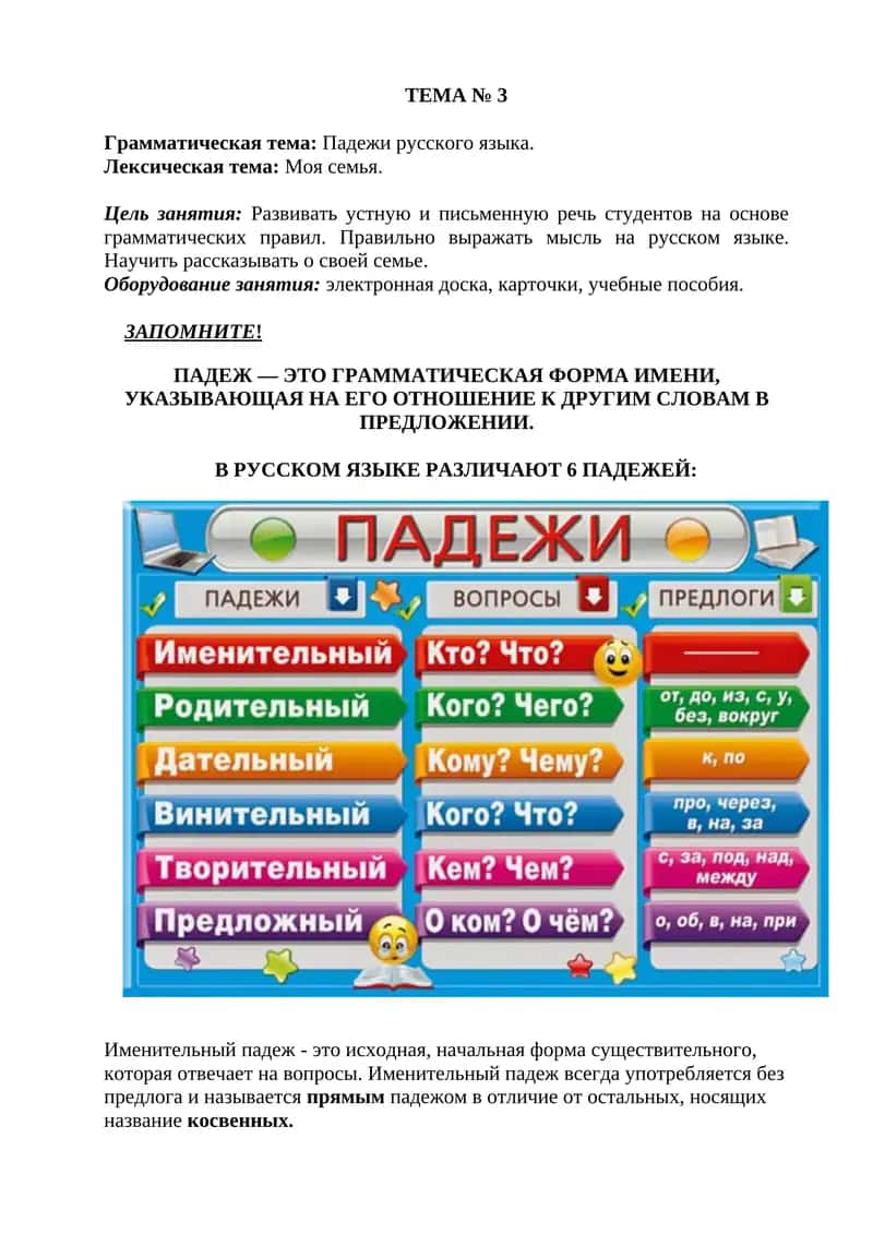 Падежи русского языка