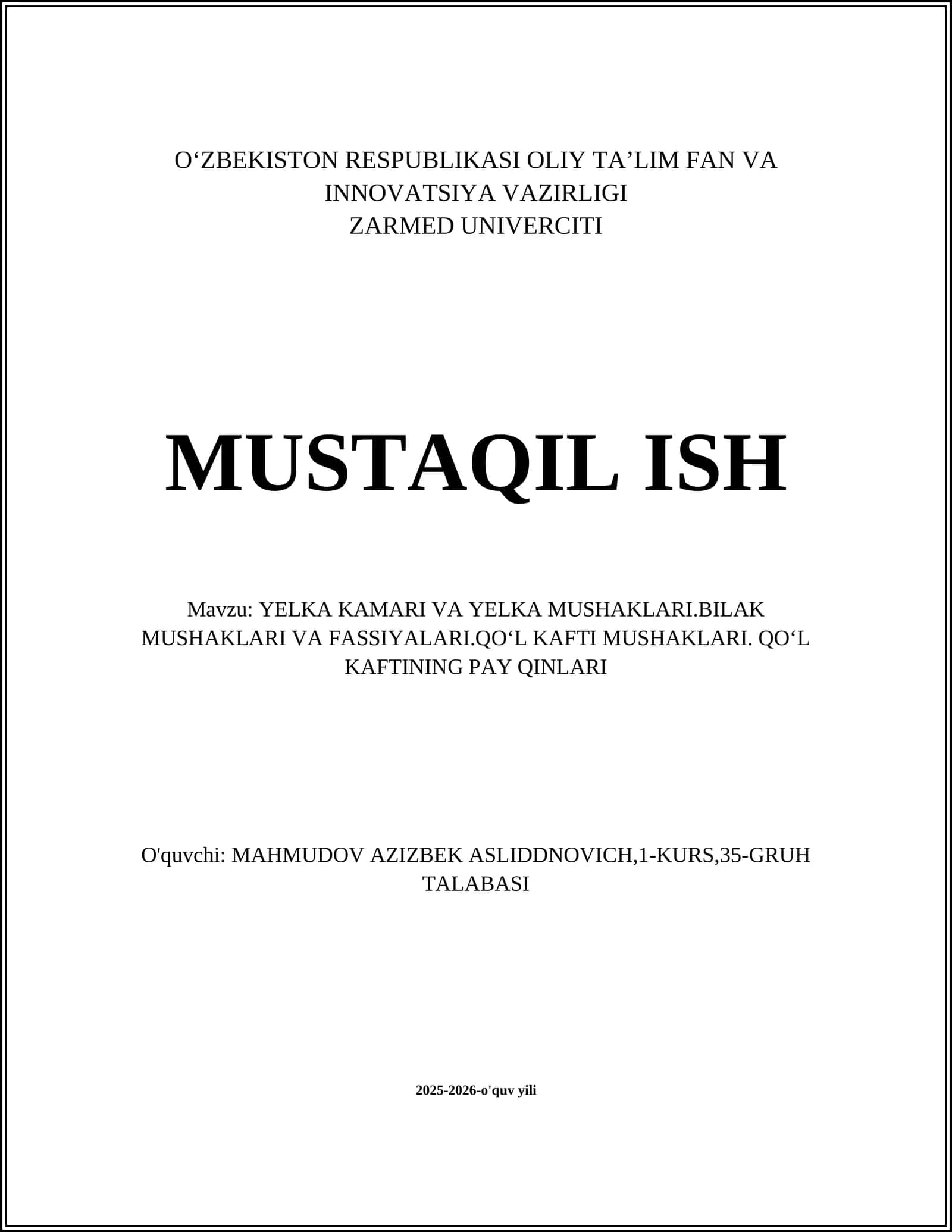 YELKA KAMARI VA YELKA MUSHAKLARI.BILAK MUSHAKLARI VA FASSIYALARI.QOʻL KAFTI MUSHAKLARI. QOʻL KAFTINING PAY QINLARI