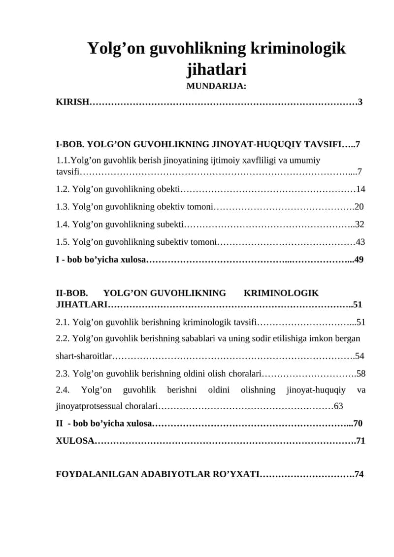 Yolg’on guvohlikning kriminologik jihatlari