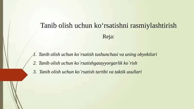 Tanibolish uchun ko'rsatish