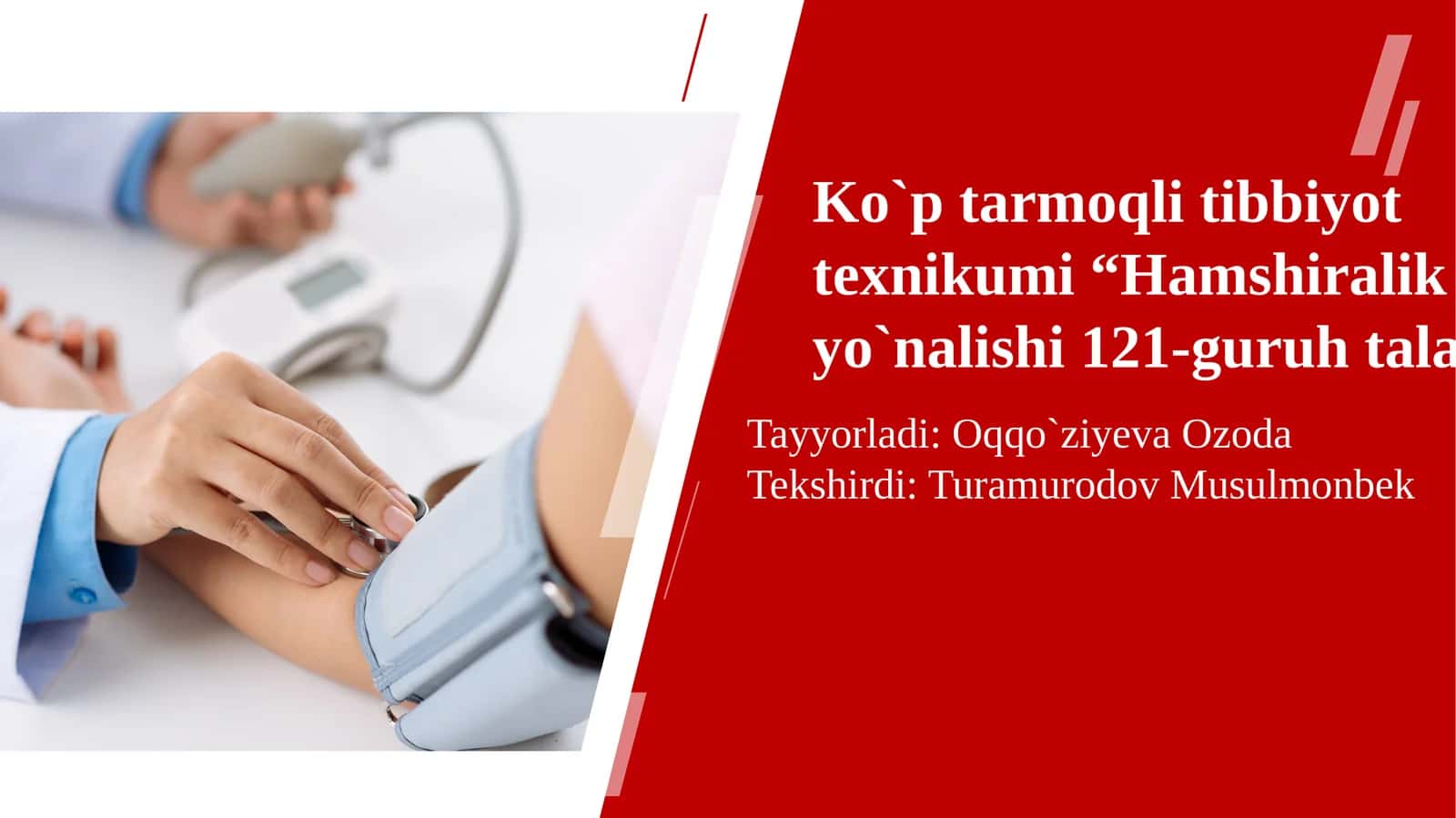 Hamshiralikishiyo`nalishi121-guruhtalabasi