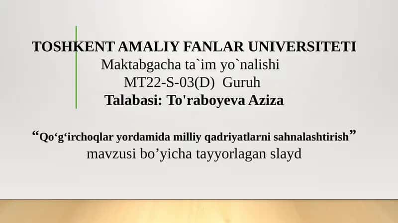 Qoʻgʻirchoqlar yordamida milliy qadriyatlarni sahnalashtirish.pptx