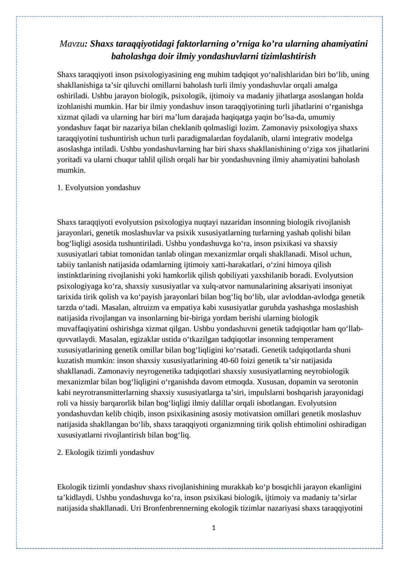 Evolyutsion yondashuv