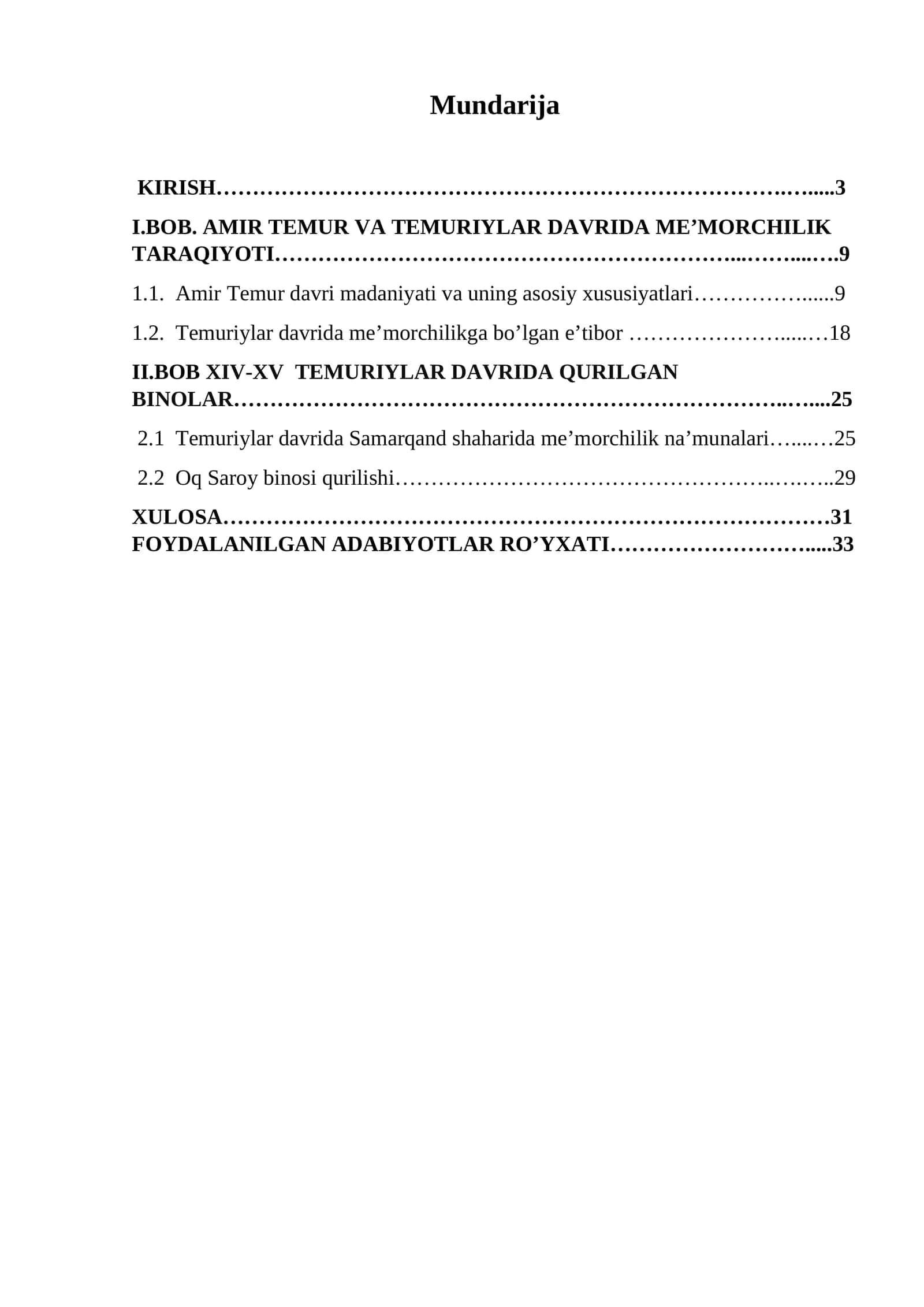 BOB XIV-XV TEMURIYLAR DAVRIDA QURILGAN BINOLAR
