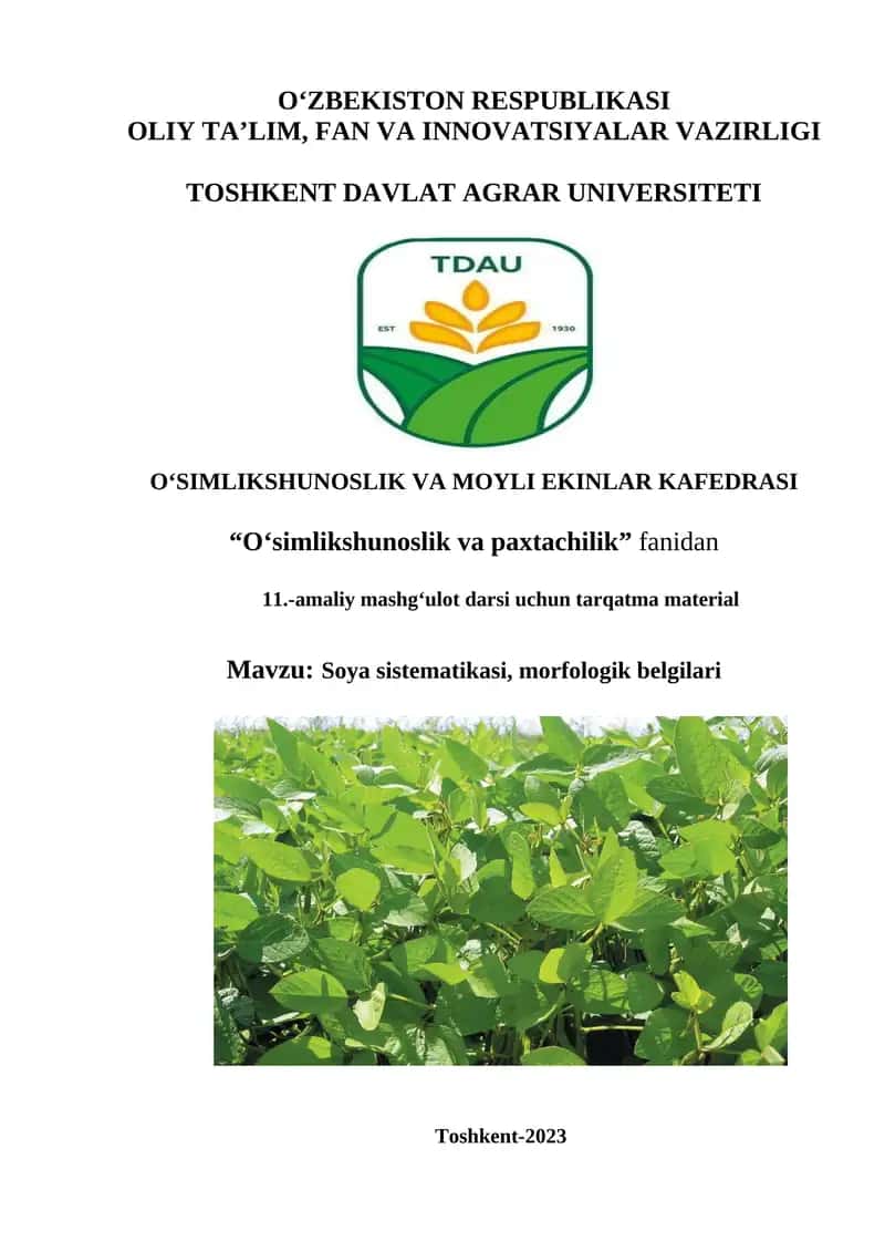 Soya sistematikasi, morfologik belgilari