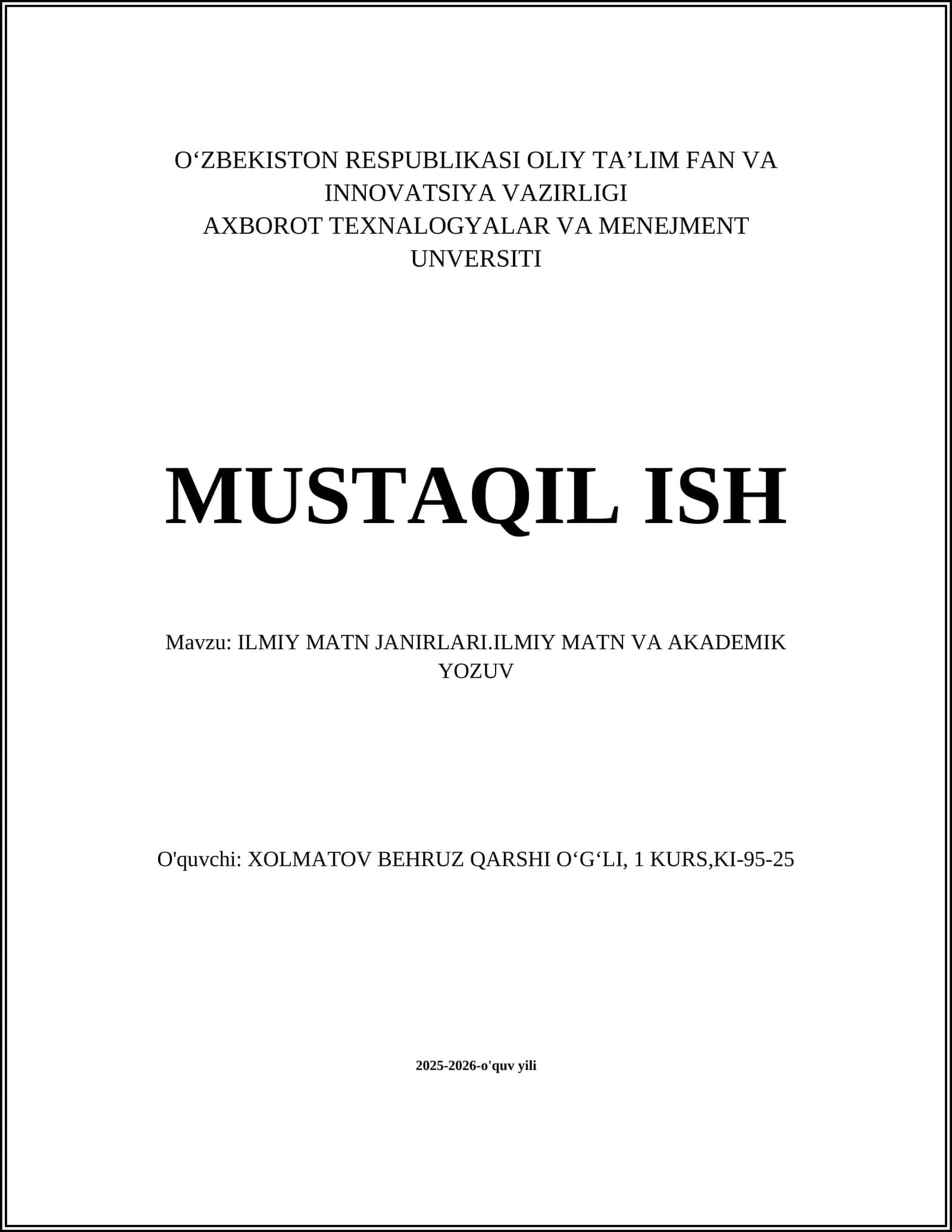 ILMIY MATN JANIRLARI.ILMIY MATN VA AKADEMIK YOZUV