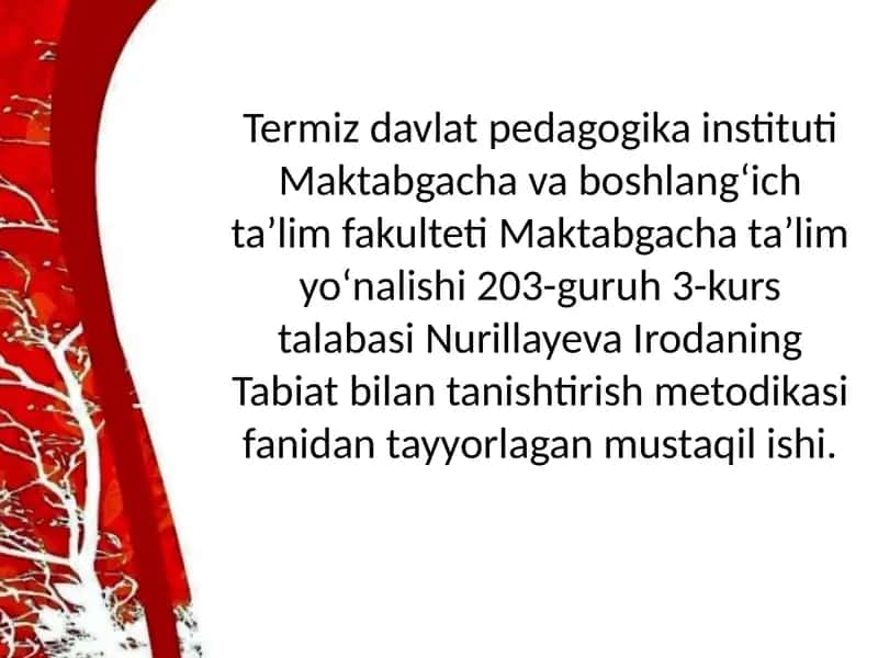 Tabiat bilan tanishtirish metodikasi