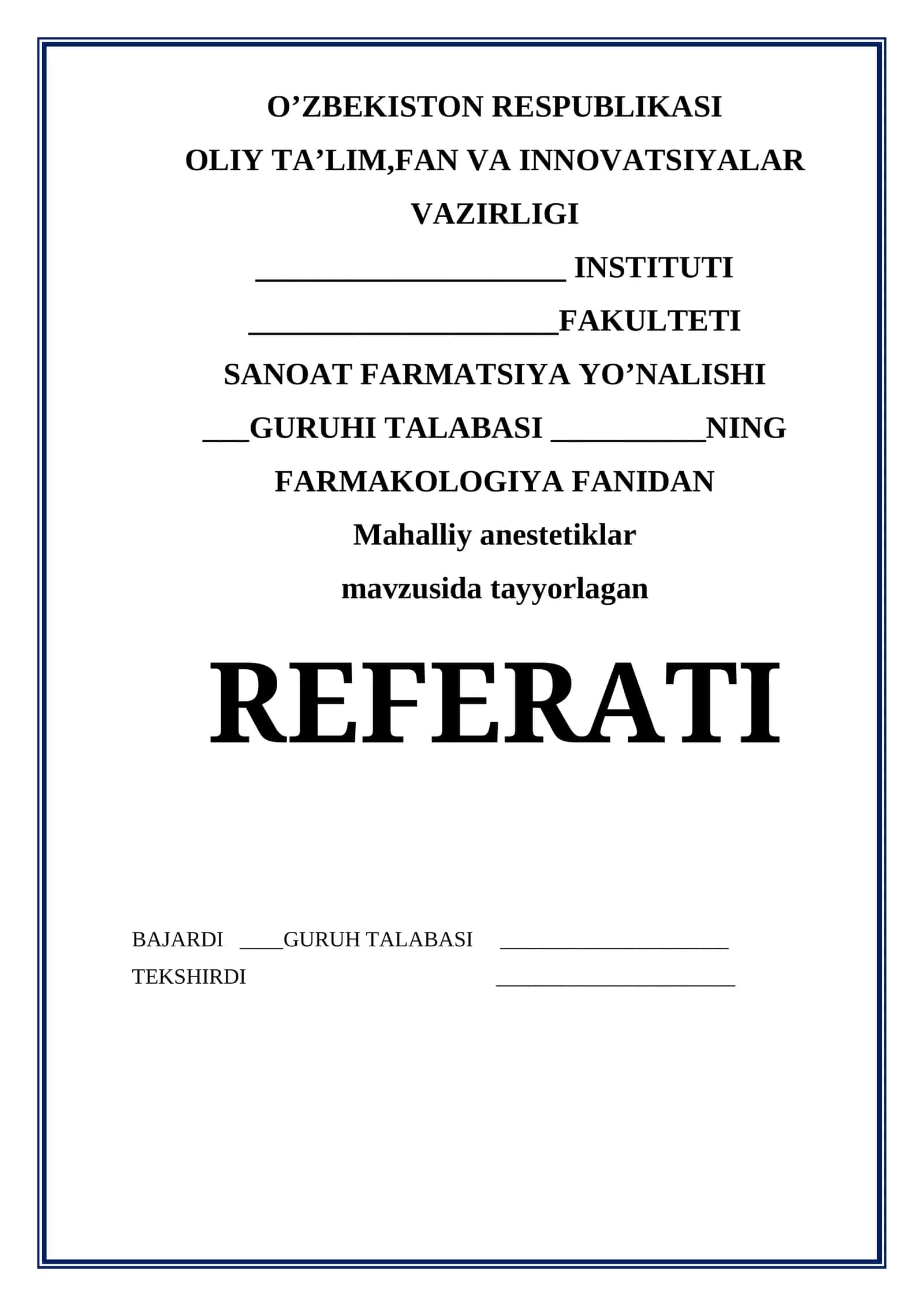 Mahalliy anestetiklar