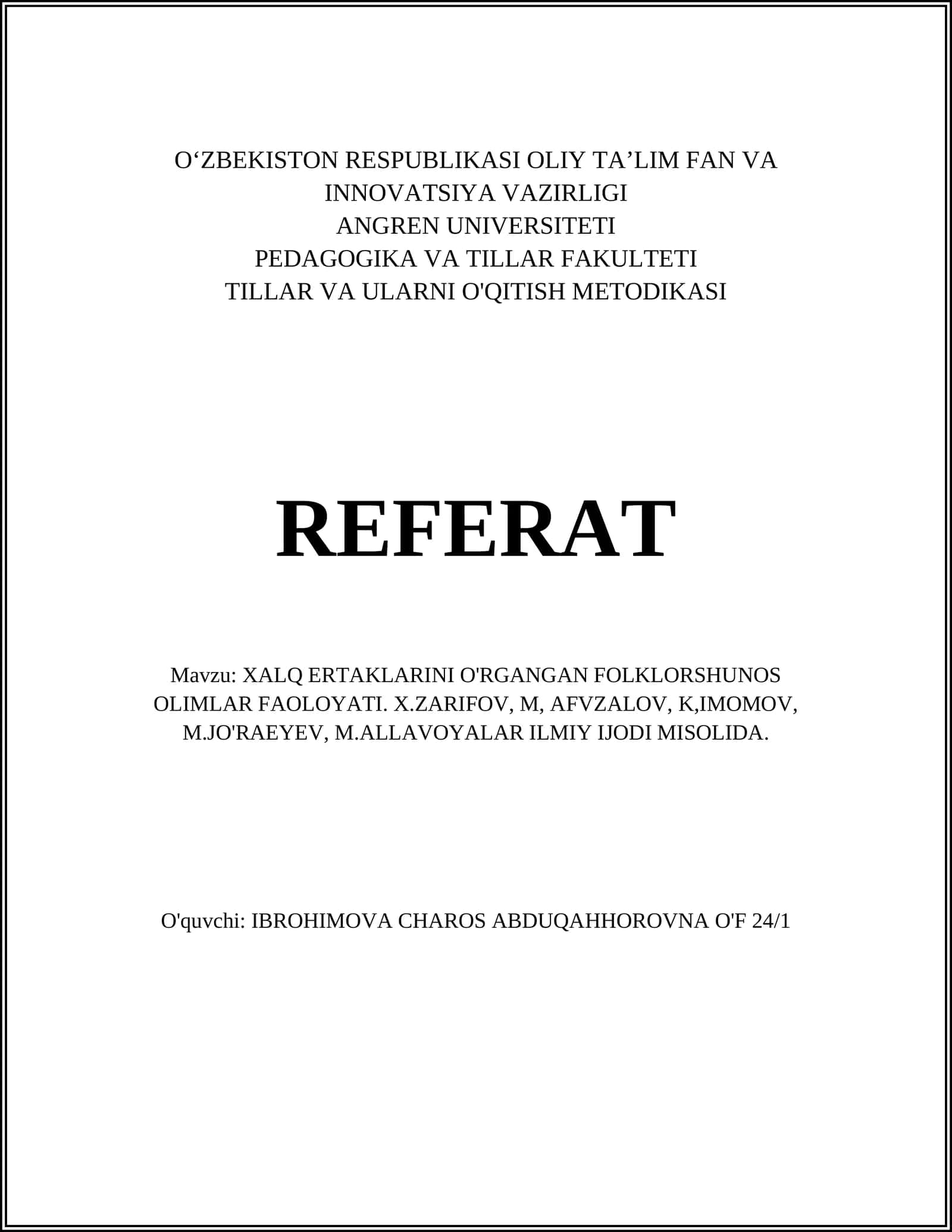 Xalq Ertaklarini O'rganishdagi Folklorshunos Olimlar Faoloyati