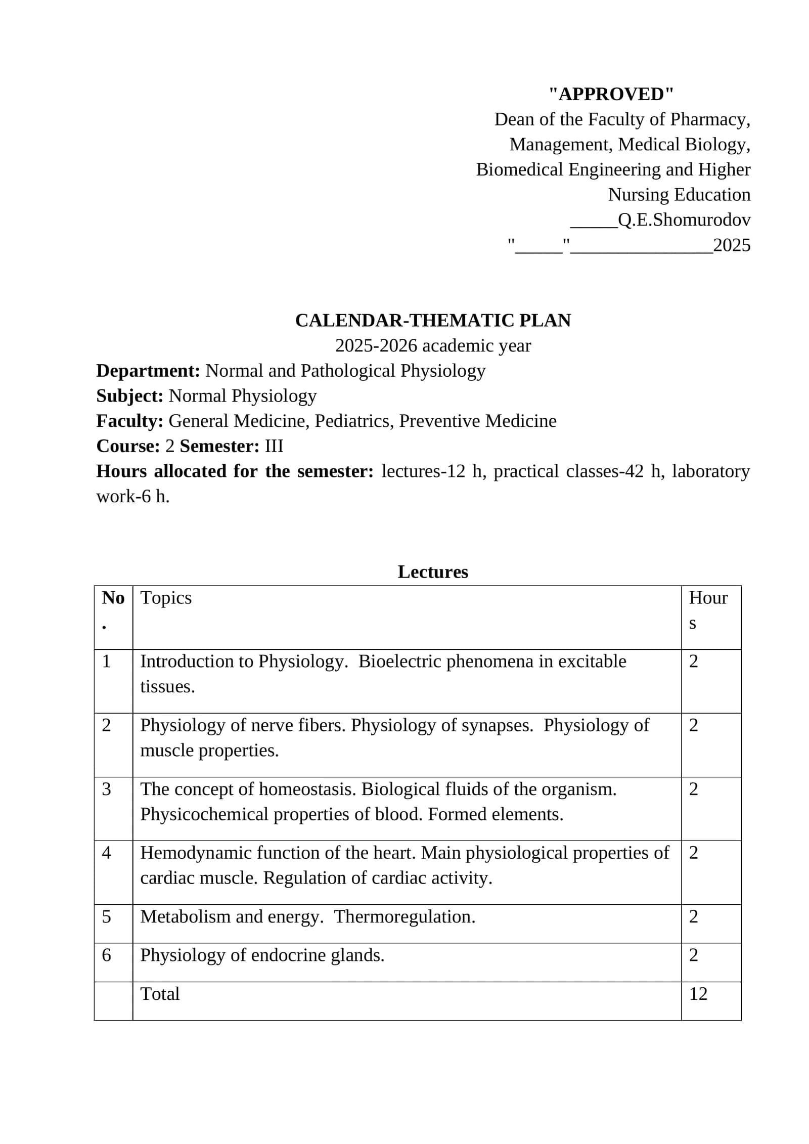 CALENDAR-THEMATIC PLAN